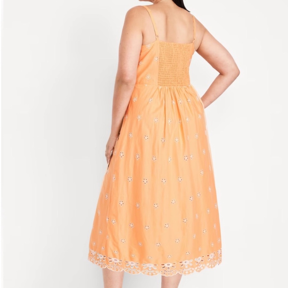 < Old Navy Orange Fit & Flare Eyelet Dress > - Picture 5 of 5
